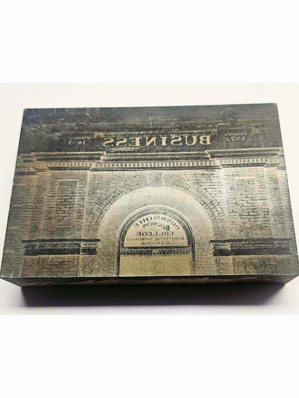 Vintage Engraved Copper Metal Printer’s Block Dunsmore Business College Facade